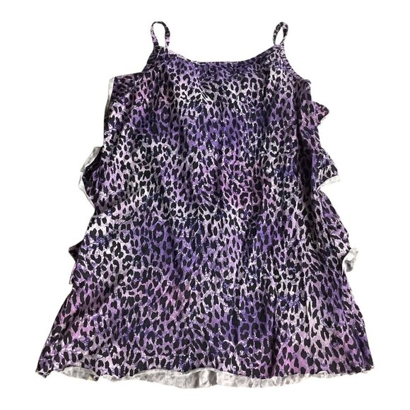 Xhilaration Girls Tiered Ruffled Top Animal Print Purple Sleeveless Size L 10/12 - Picture 12 of 14